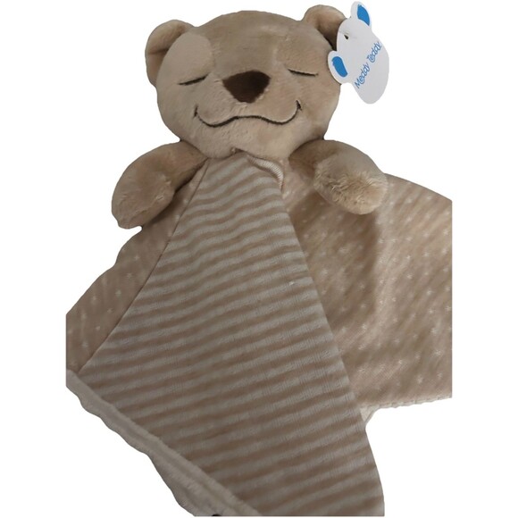Meddy Teddy Brown Bear Lovey Ribbed Plush Baby Toy Doll Security Blanket - Picture 6 of 16